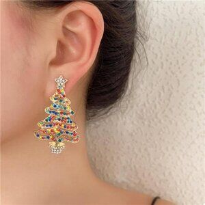 Christmas Tree Rhinestone Earrings